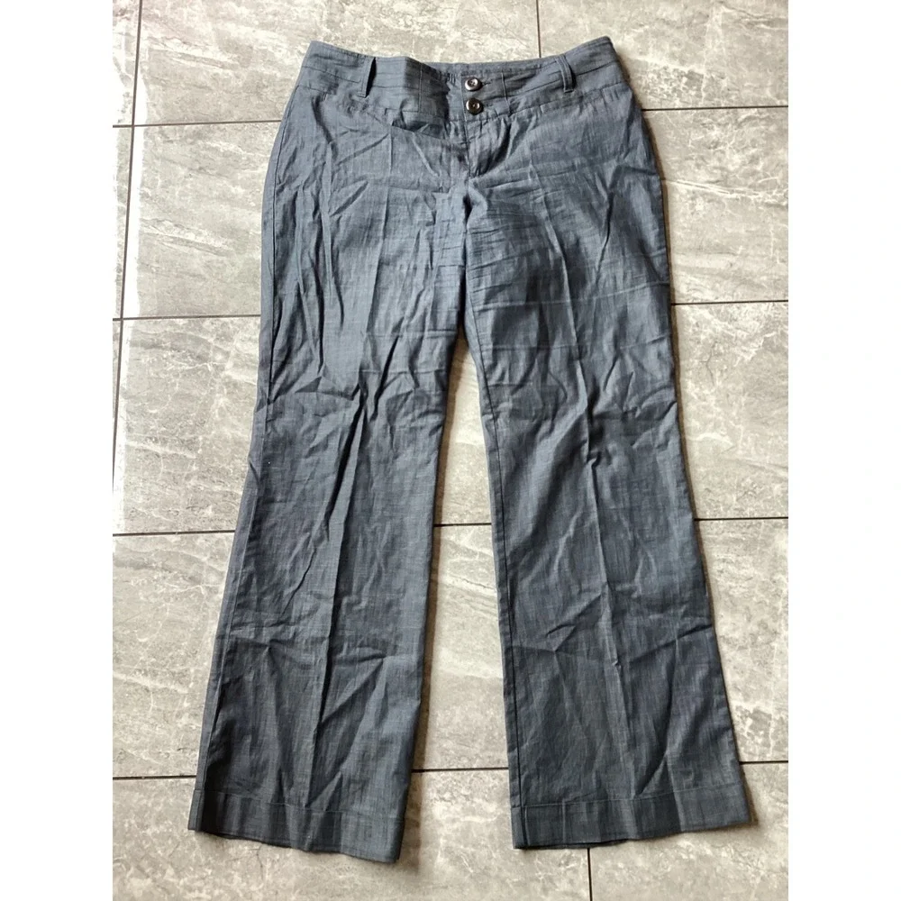 Banana Republic Martin Fit Gray Wide Leg Linen Blend Dress Pants Trousers 14